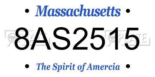8AS2515 Massachusetts License Plate