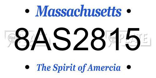 8AS2815 Massachusetts License Plate