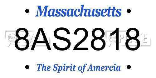 8AS2818 Massachusetts License Plate