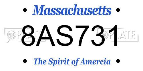 8AS731 Massachusetts License Plate