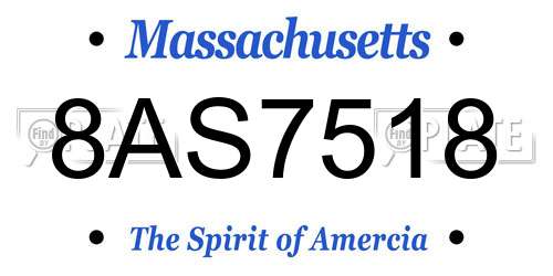 8AS7518 Massachusetts License Plate