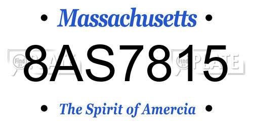 8AS7815 Massachusetts License Plate
