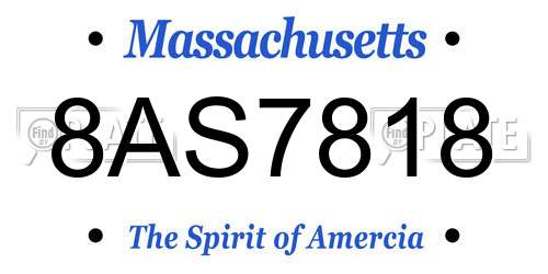 8AS7818 Massachusetts License Plate
