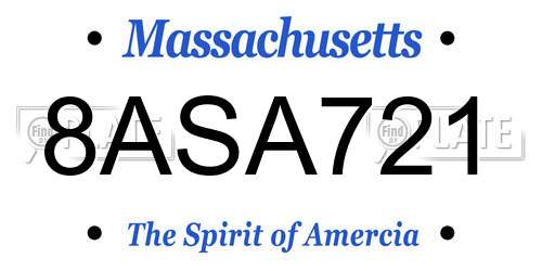 8ASA721 Massachusetts License Plate