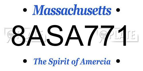 8ASA771 Massachusetts License Plate