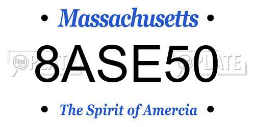 8ASE50 Massachusetts License Plate