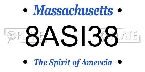 8ASI38 Massachusetts License Plate
