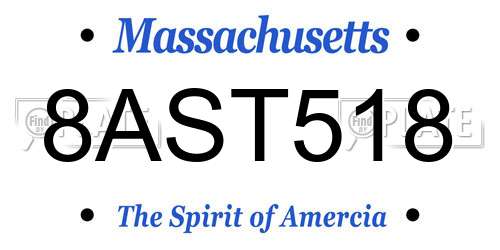 8AST518 Massachusetts License Plate