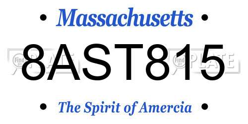 8AST815 Massachusetts License Plate