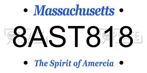 8AST818 Massachusetts License Plate