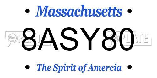 8ASY80 Massachusetts License Plate
