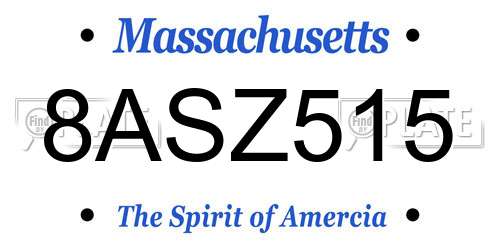8ASZ515 Massachusetts License Plate