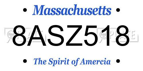 8ASZ518 Massachusetts License Plate