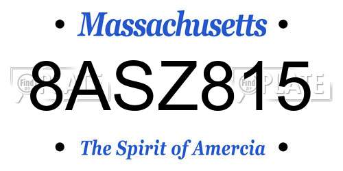 8ASZ815 Massachusetts License Plate
