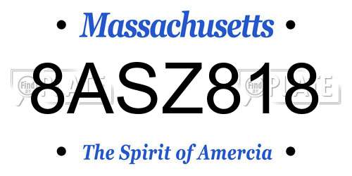 8ASZ818 Massachusetts License Plate