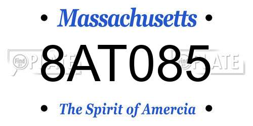 8AT085 Massachusetts License Plate