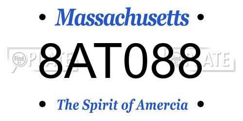 8AT088 Massachusetts License Plate