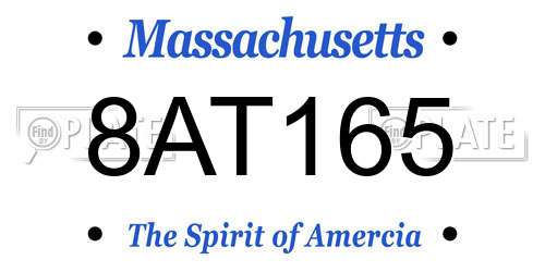 8AT165 Massachusetts License Plate