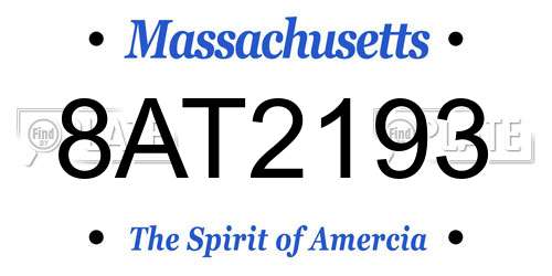 8AT2193 Massachusetts License Plate
