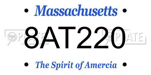 8AT220 Massachusetts License Plate