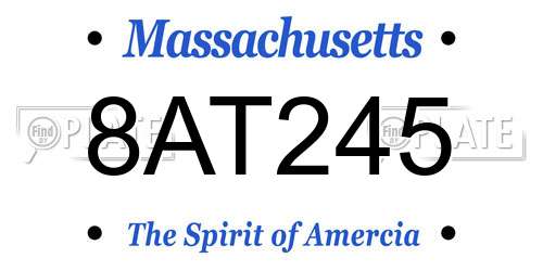 8AT245 Massachusetts License Plate