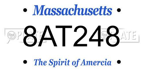 8AT248 Massachusetts License Plate