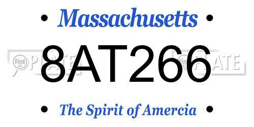 8AT266 Massachusetts License Plate