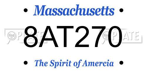 8AT270 Massachusetts License Plate