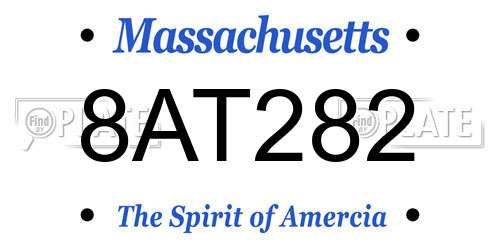 8AT282 Massachusetts License Plate