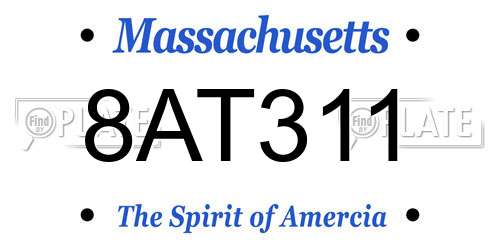 8AT311 Massachusetts License Plate