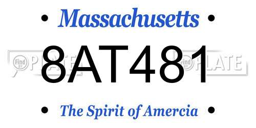 8AT481 Massachusetts License Plate