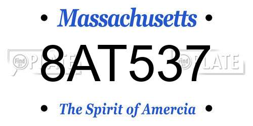 8AT537 Massachusetts License Plate