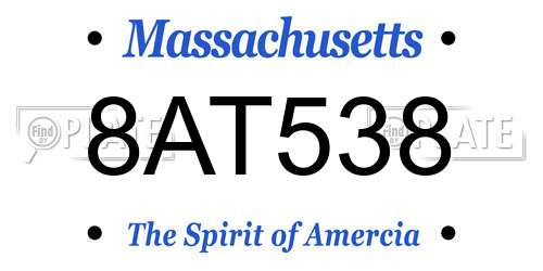 8AT538 Massachusetts License Plate