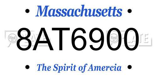 8AT6900 Massachusetts License Plate