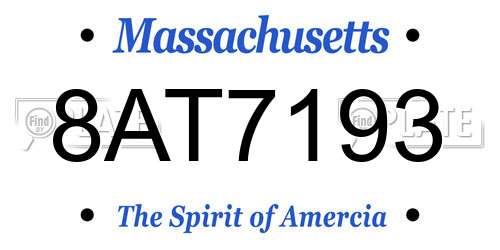 8AT7193 Massachusetts License Plate