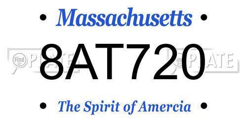8AT720 Massachusetts License Plate