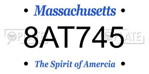 8AT745 Massachusetts License Plate
