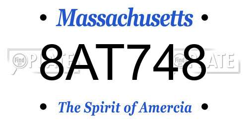 8AT748 Massachusetts License Plate