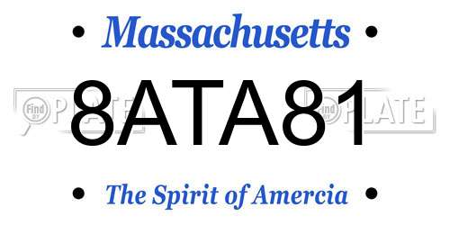 8ATA81 Massachusetts License Plate