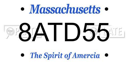 8ATD55 Massachusetts License Plate