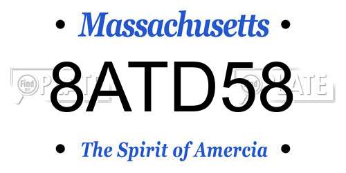 8ATD58 Massachusetts License Plate
