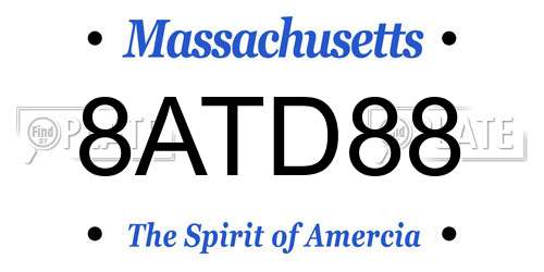 8ATD88 Massachusetts License Plate