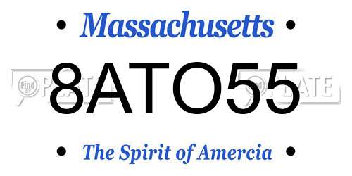 8ATO55 Massachusetts License Plate