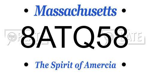 8ATQ58 Massachusetts License Plate