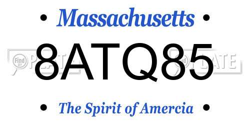 8ATQ85 Massachusetts License Plate