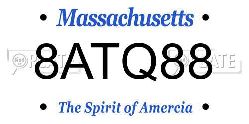 8ATQ88 Massachusetts License Plate