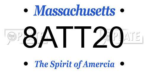 8ATT20 Massachusetts License Plate