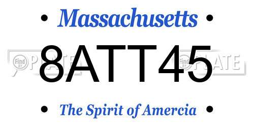 8ATT45 Massachusetts License Plate
