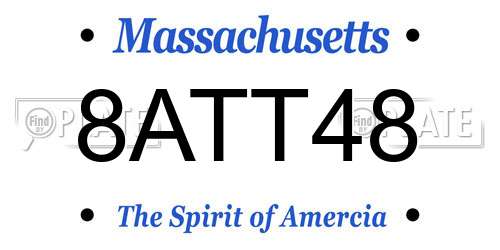 8ATT48 Massachusetts License Plate