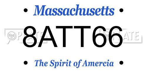8ATT66 Massachusetts License Plate